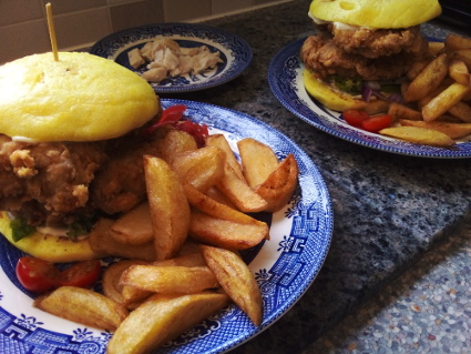 Japanese Karaage fried Chicken Bao Bun Burger