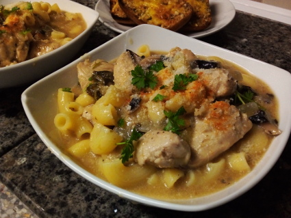 A sort of Carbonara thing, eat well on universal credit