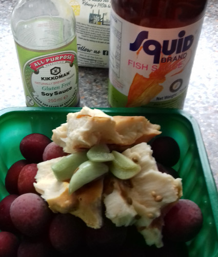 Plum, pickled wild Mushroom and pickled Garlic sauce