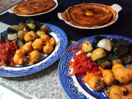 Curry Pies & Sprout Bhaji