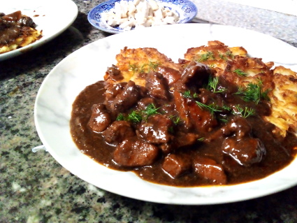 Gulasz and Placki Ziemiaczane recipe, eat well on universal credit