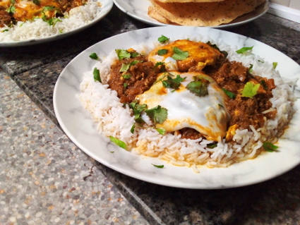 Parsi Kheema Per Eeda recipe, eat well on universal credit