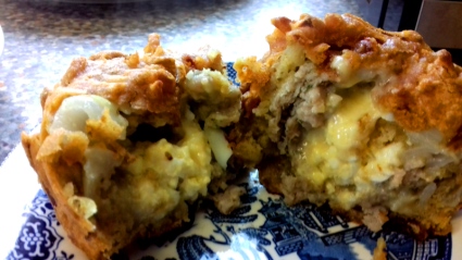 Cheesy Egg / Sausage stuffed Bhaji recipe