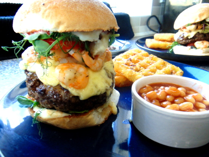 Surf and Turf Burger recipe, eat well on universal credit