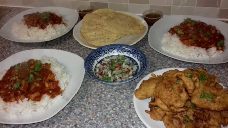 Turkey Thigh Jalfrezi Curry with Home Made Onion Bhajis recipe