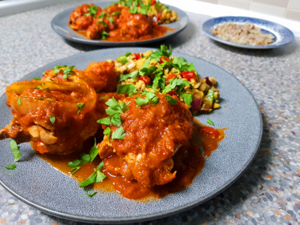 Zimbabwean Chicken Stew & Rice Salad recipe, eat well on universal credit